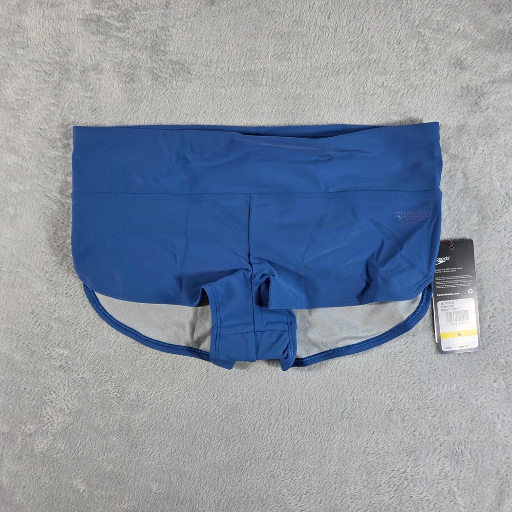 Speedo Women Active Solid Boyshort Swim Bottom Bright Cobalt M